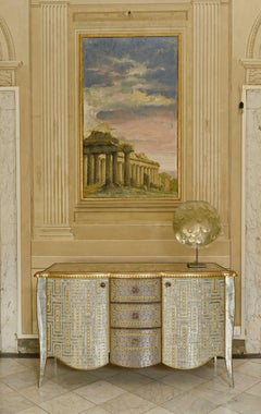 Contemporanea Valentina Giovando Credenza Buffet Legno Ottone Oro Argento Medio