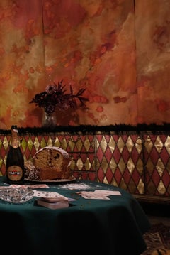 Credenza contemporanea Valentina Giovando Wood Brass Tessuto Ecofur Rosso Oro