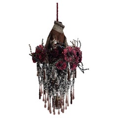 Lustre contemporain Valentina Giovando Sidò Cristaux Paillettes Violet Fumé