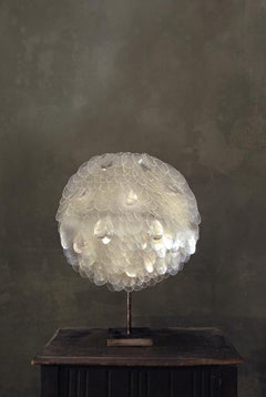 Contemporary Valentina Giovando Table Lamp Fiberglass Crystals Iron White