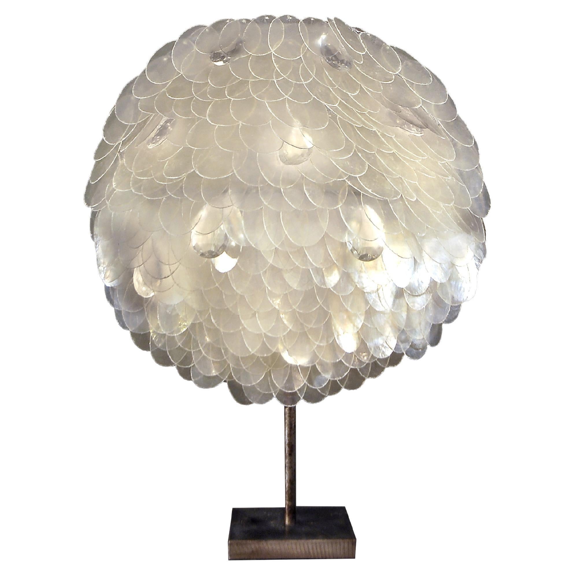 Contemporary Valentina Giovando Table Lamp Fiberglass Crystals Iron White