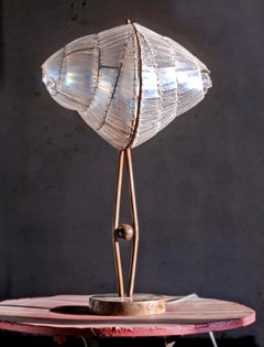 Contemporary Valentina Giovando Table Lamp Fiberglass Iron Transparent White