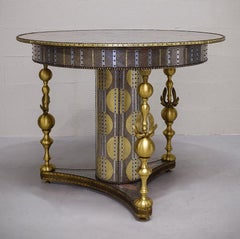 Contemporary Valentina Giovando Table Wood Fabric Zinc Brass Gold Purple Lilac