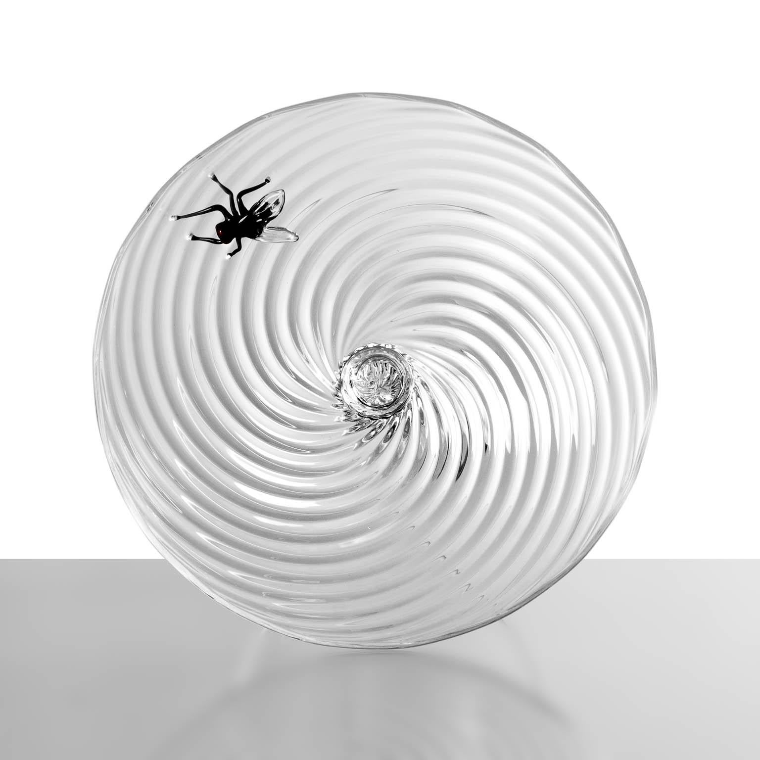 Italiano Contemporary Vanità Hand Blown Glass Sculpture Twisted Rigadin Fly Crestani in vendita