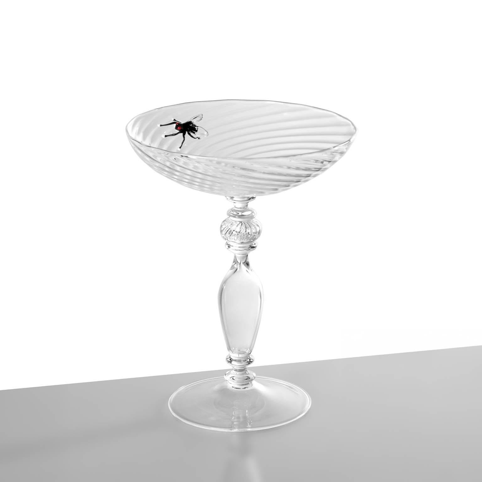 Fatto a mano Contemporary Vanità Hand Blown Glass Sculpture Twisted Rigadin Fly Crestani in vendita