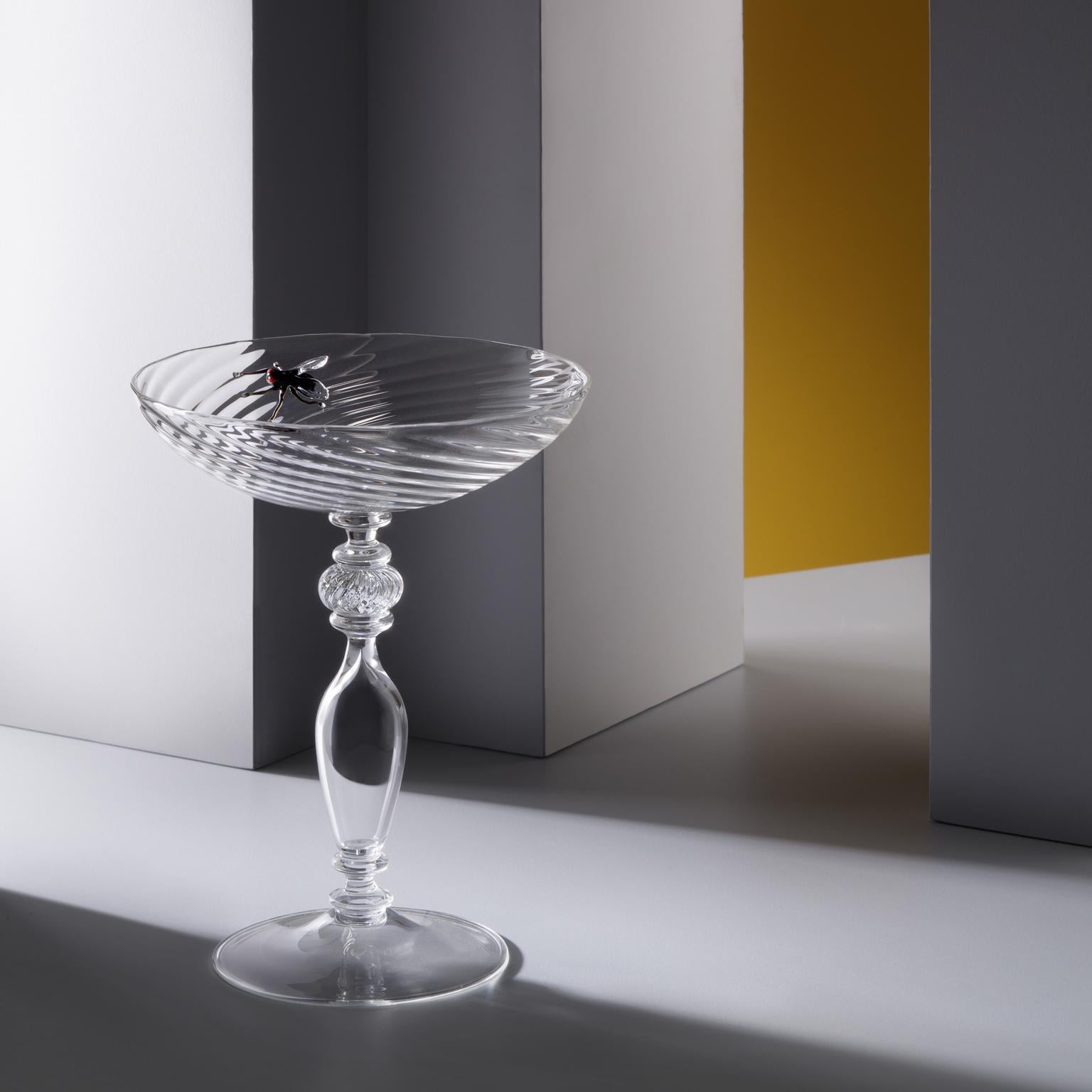 XXI secolo e contemporaneo Contemporary Vanità Hand Blown Glass Sculpture Twisted Rigadin Fly Crestani in vendita