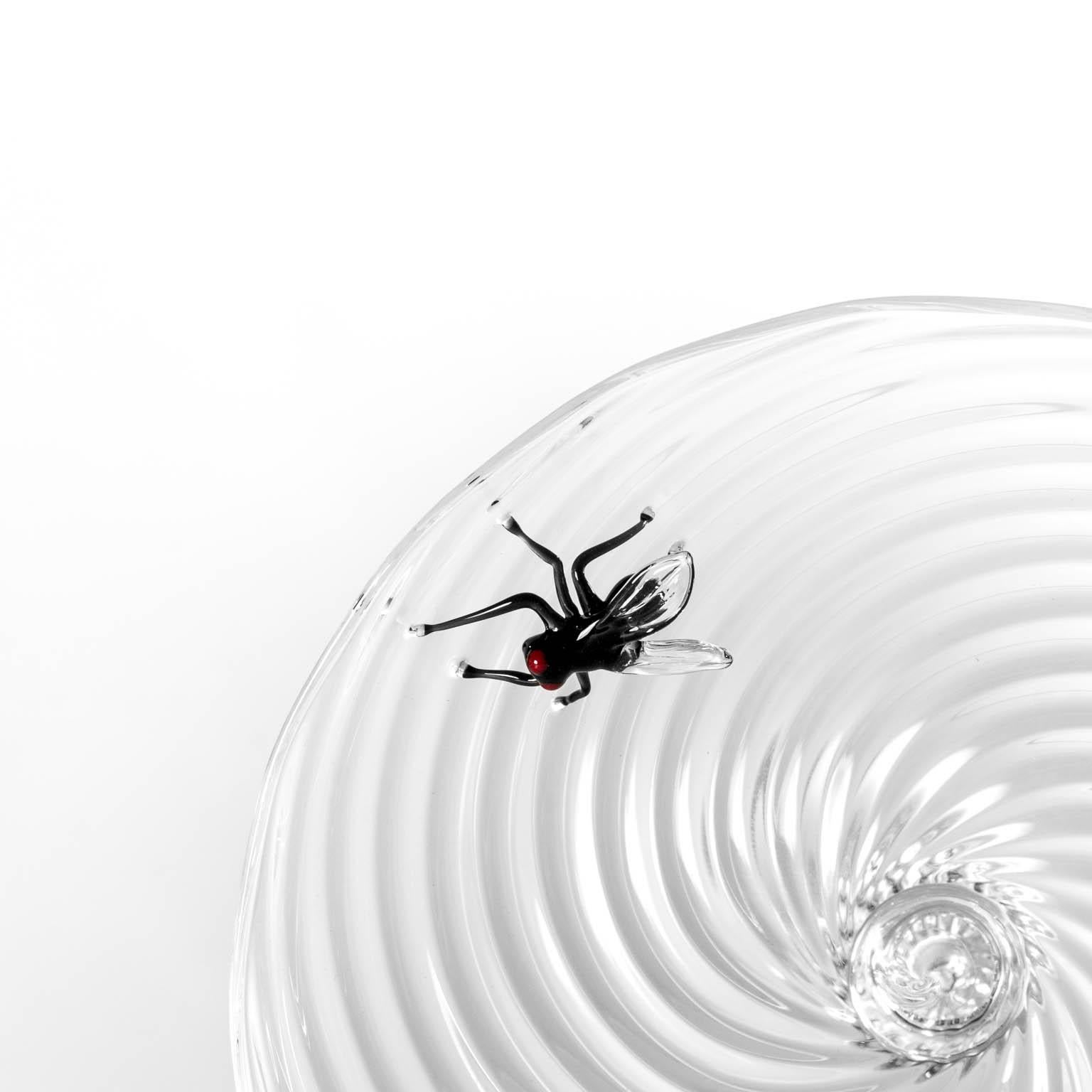 Contemporary Vanità Hand Blown Glass Sculpture Twisted Rigadin Fly Crestani in vendita 1