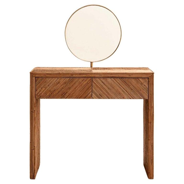 Modern Contemporary Vanity, Bamboo and Glass, Italy