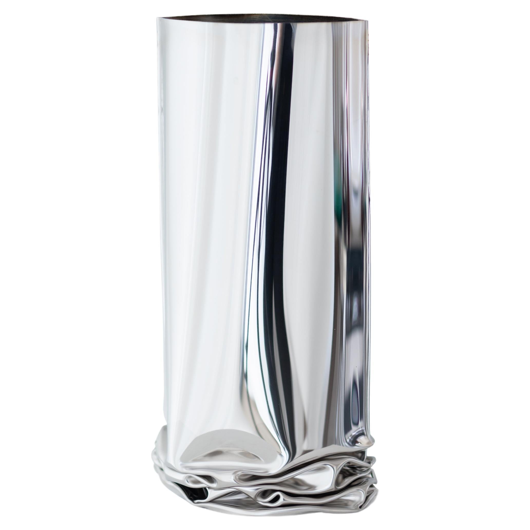 Zeitgenössische Vase, „Crash Vase“ von Zieta, groß, Edelstahl
