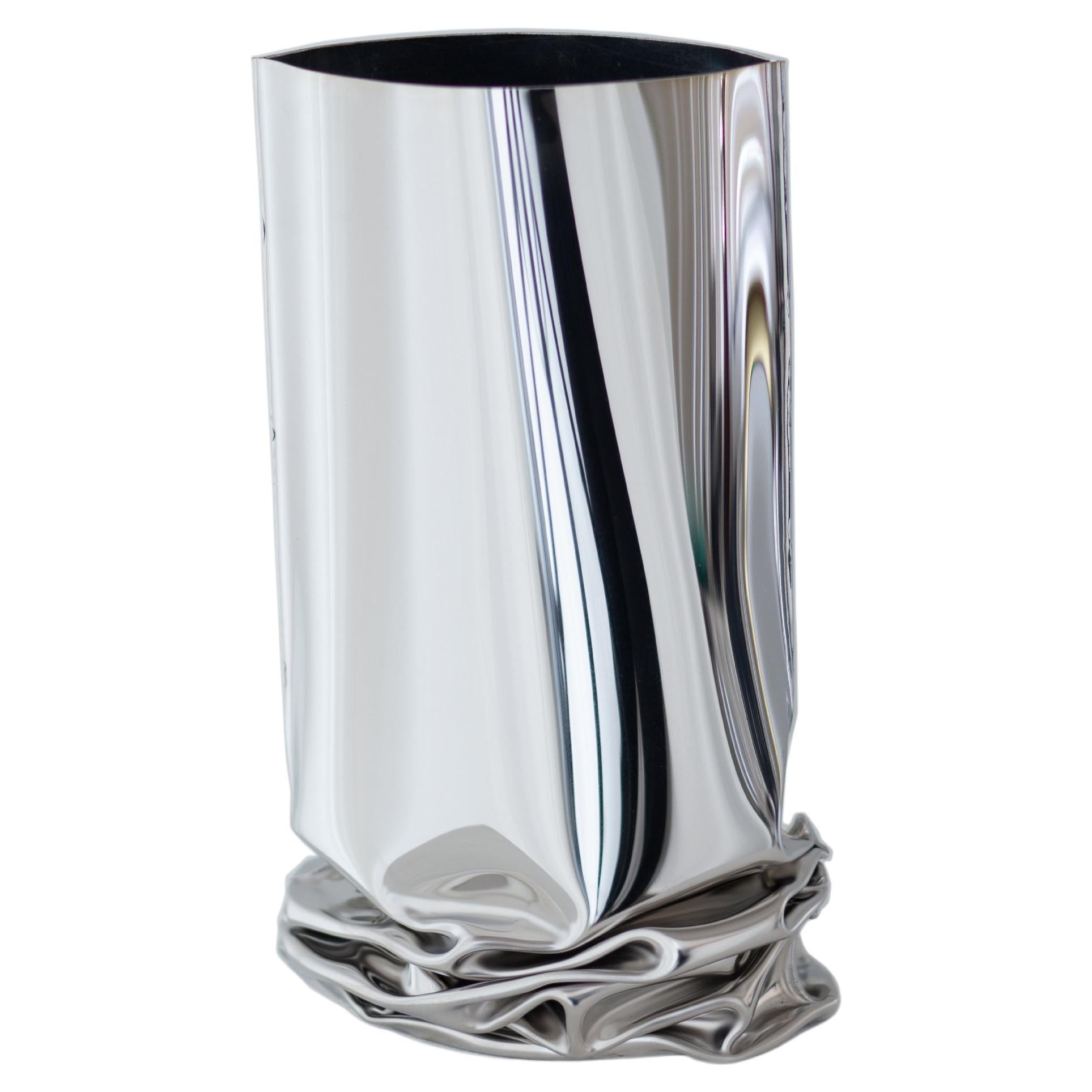 Zeitgenössische Vase, „Crash Vase“ von Zieta, klein, Edelstahl im Angebot