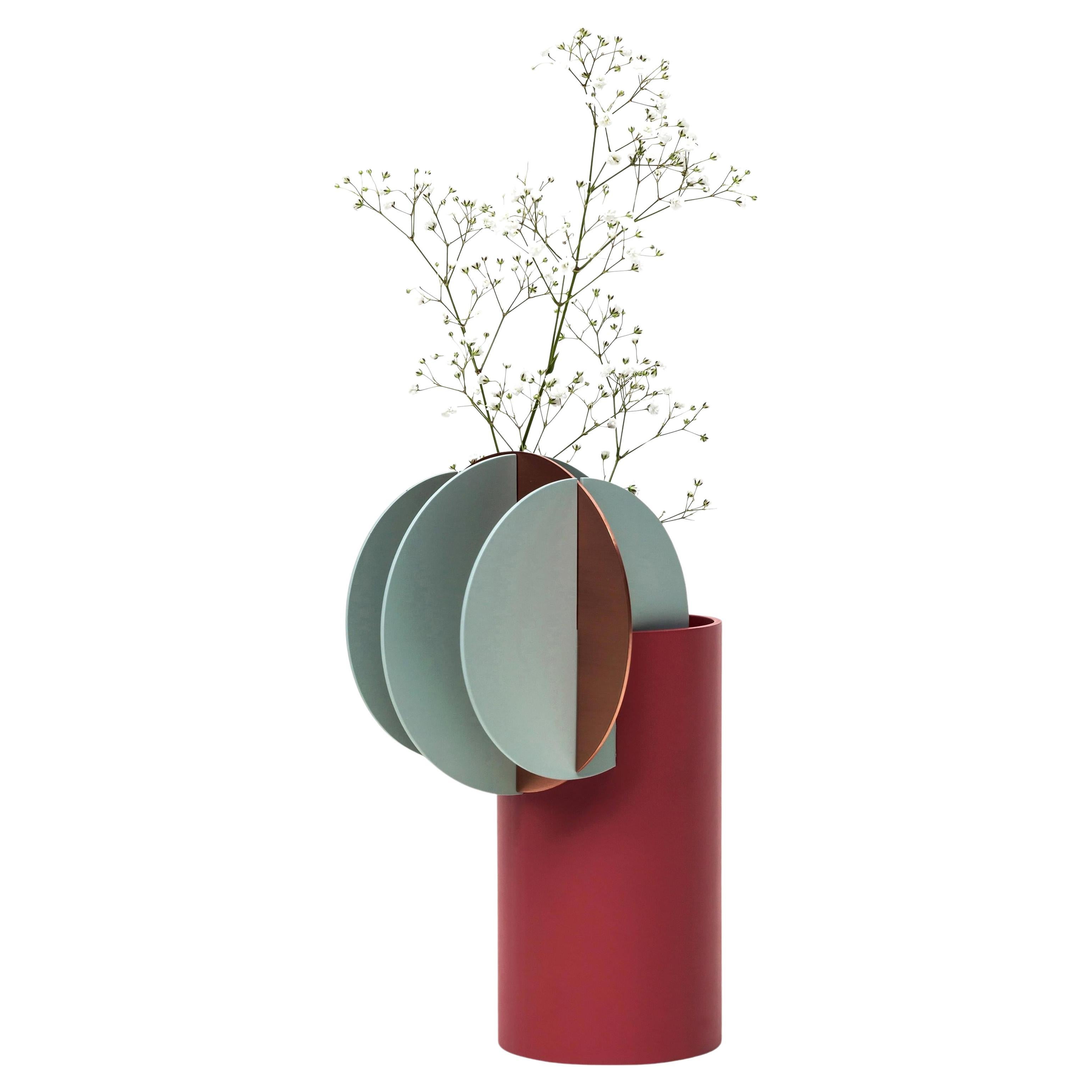 Contemporary Vase 'Delaunay CS1' by Noom, Copper and Steel For Sale