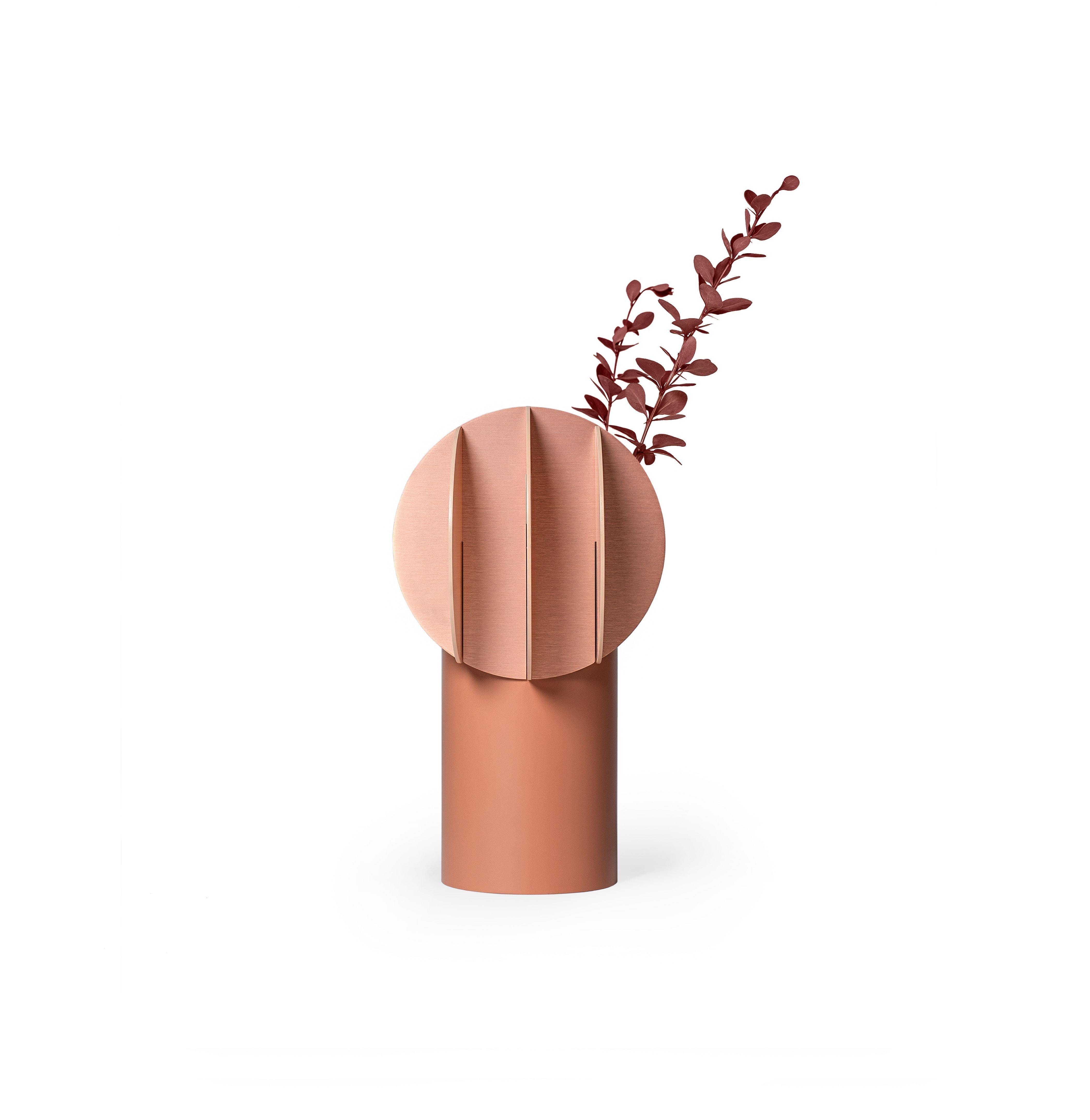 Organic Modern Contemporary Vase 'Delaunay CS7' by Noom, Copper and Steel For Sale