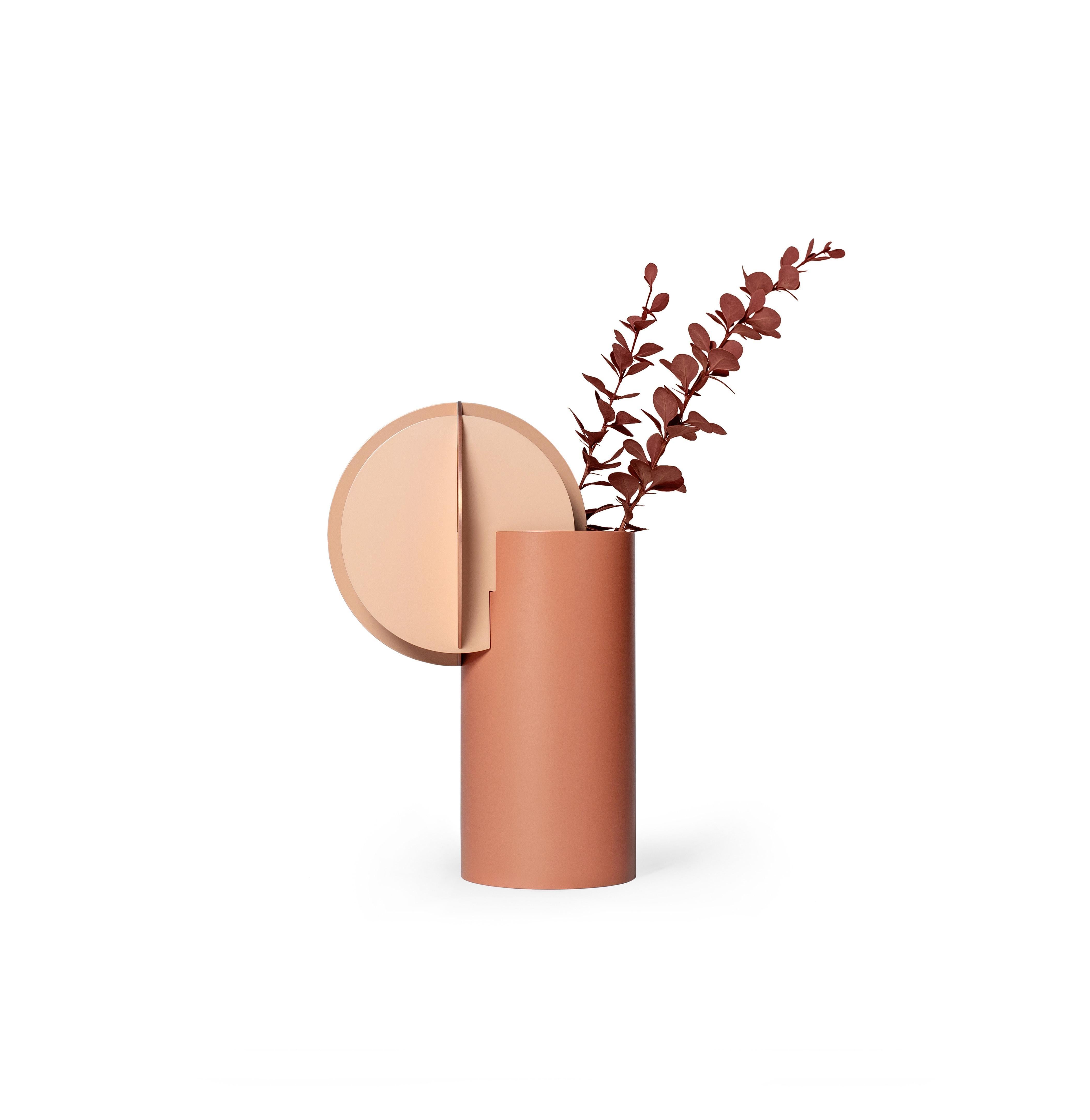 Contemporary Vase 'Delaunay CS7' by Noom, Copper and Steel In New Condition For Sale In Paris, FR