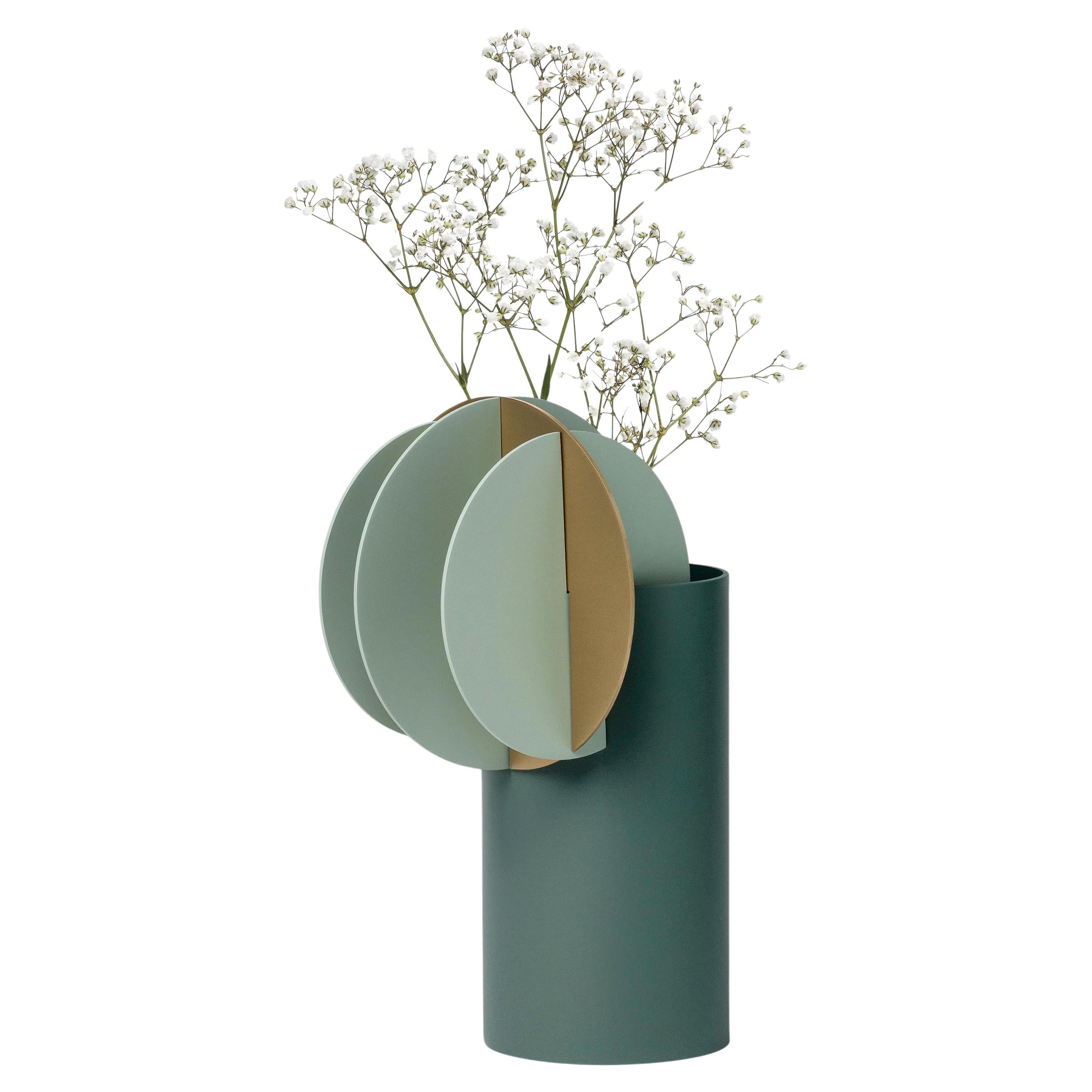 Contemporary Vase 'Delaunay CS9' by Noom, Brass and Steel For Sale