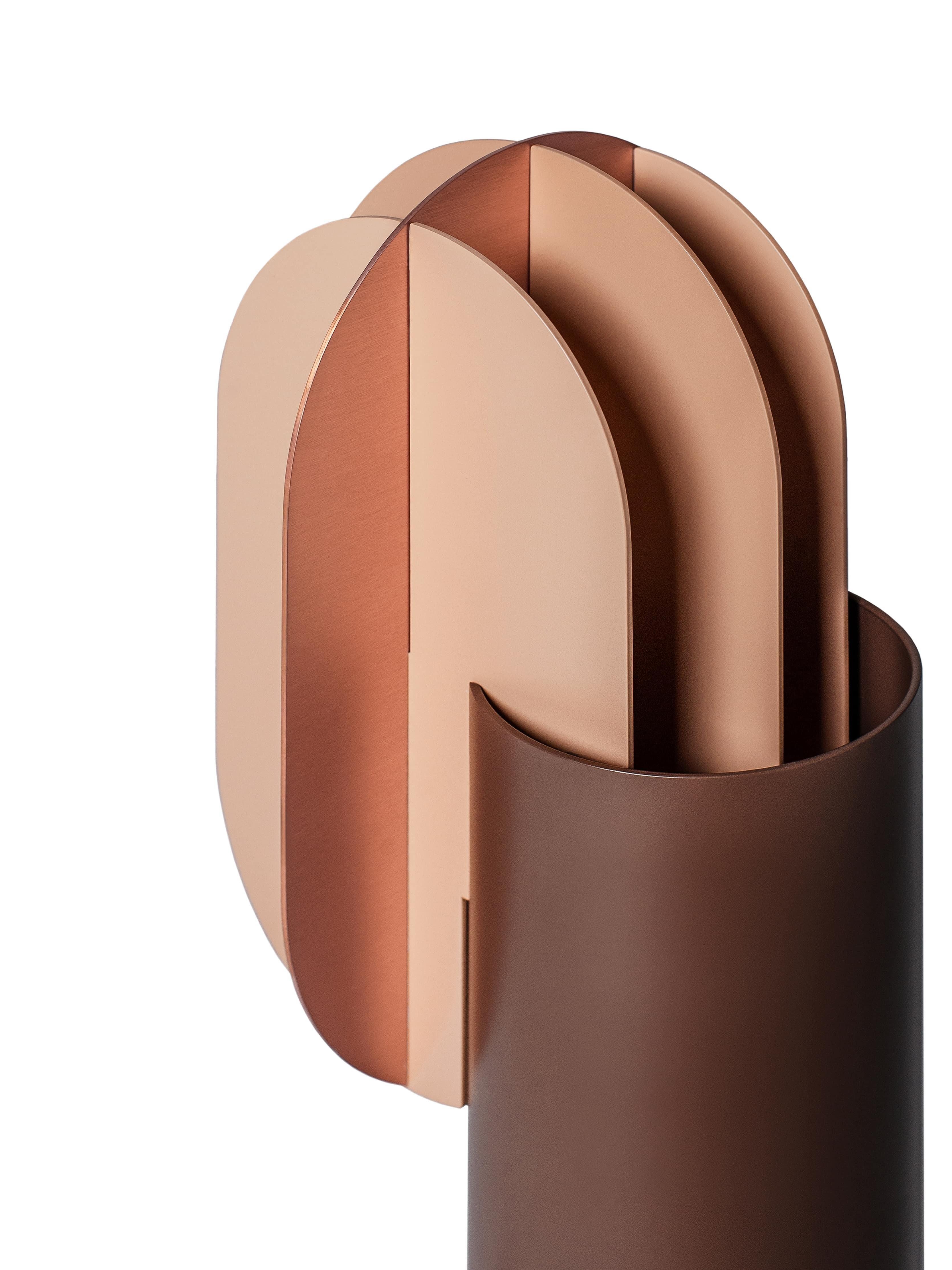 Contemporary Vase 'Gabo CS7' by Noom, Copper and Steel For Sale 3