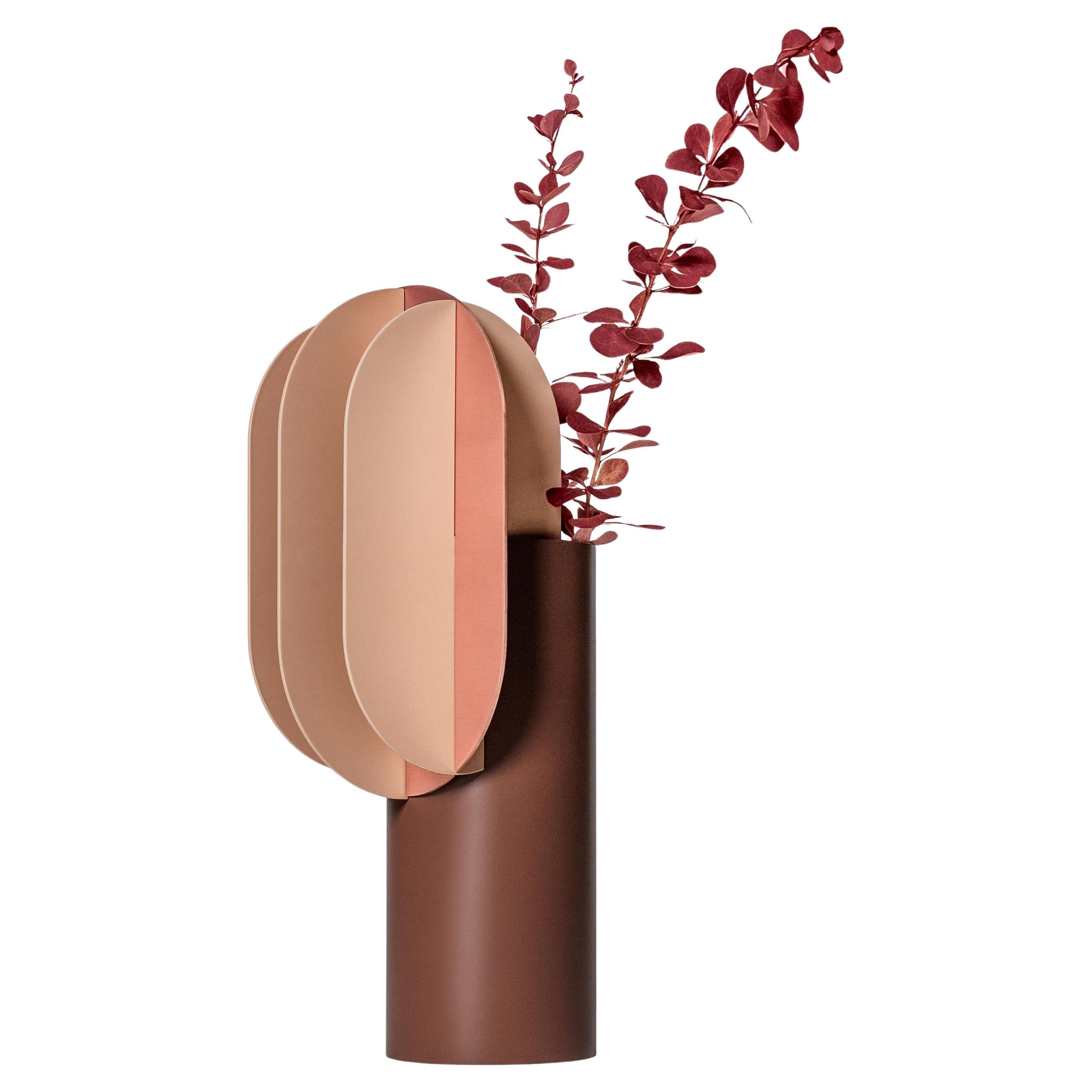 Contemporary Vase 'Gabo CS7' by Noom, Copper and Steel For Sale