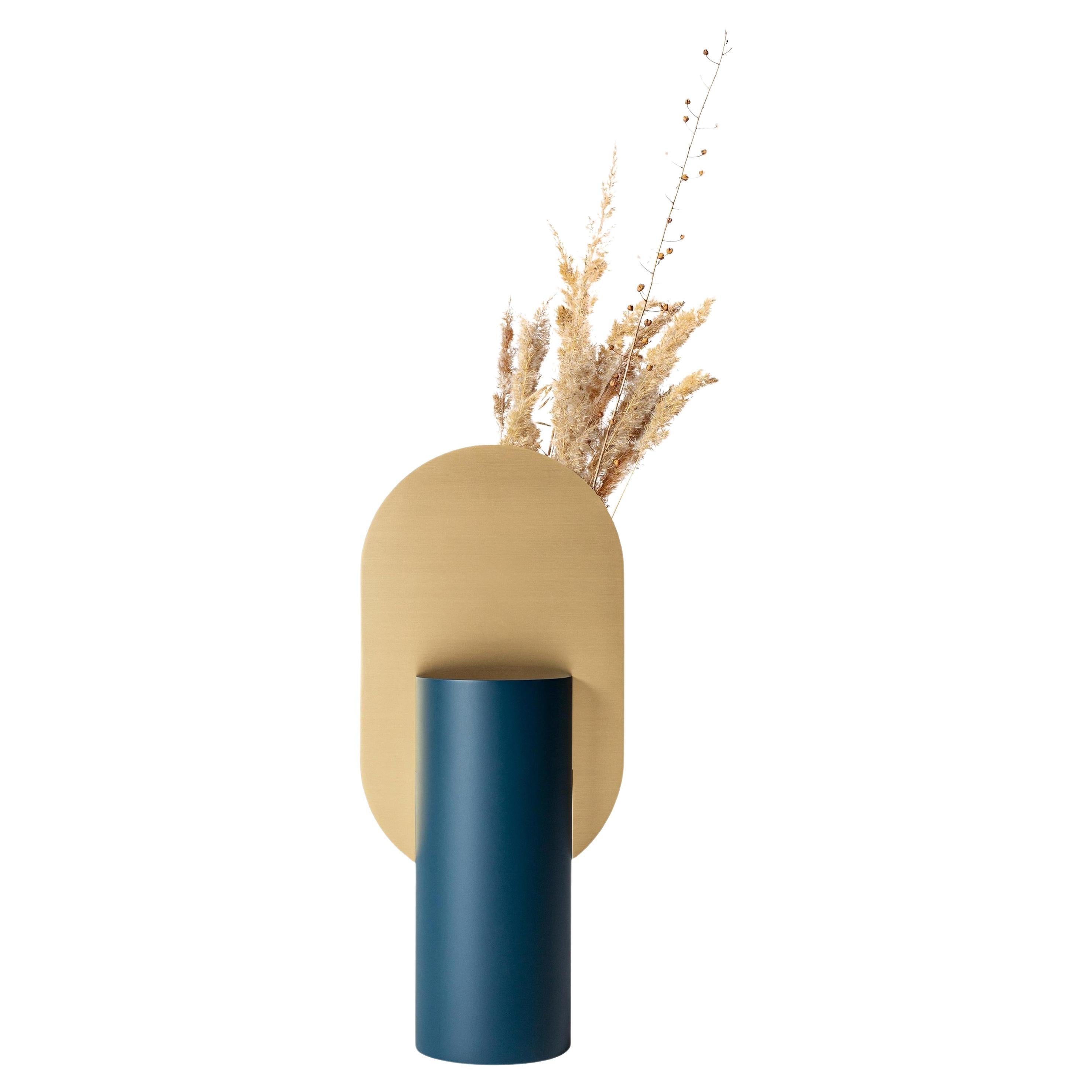 Contemporary Vase 'Genke CS3' by Noom in Brass and Steel For Sale