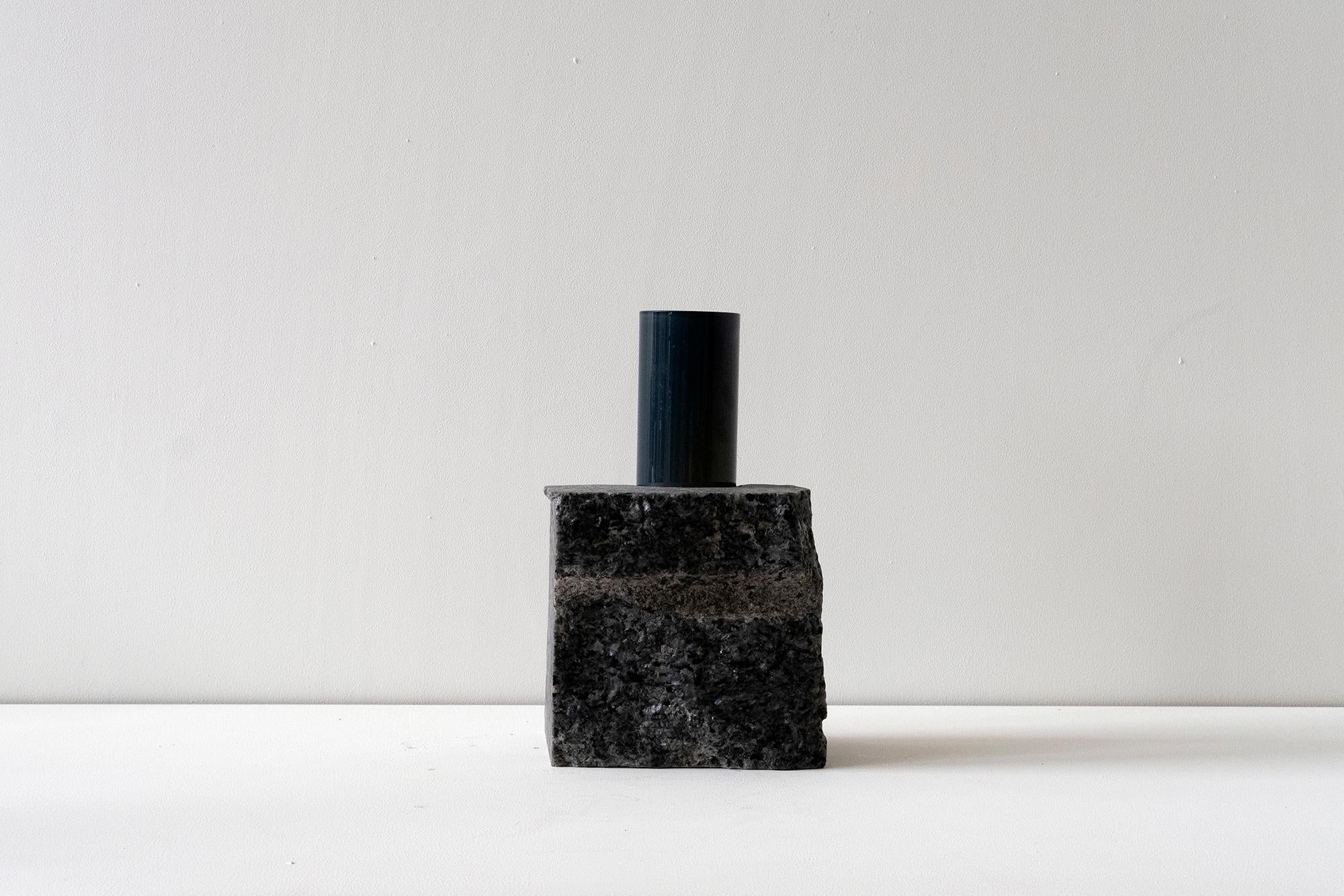 Contemporary Vase, Granit Labrador Granite Glass Cylinder, by Erik Olovsson In New Condition For Sale In Stockholm, SE