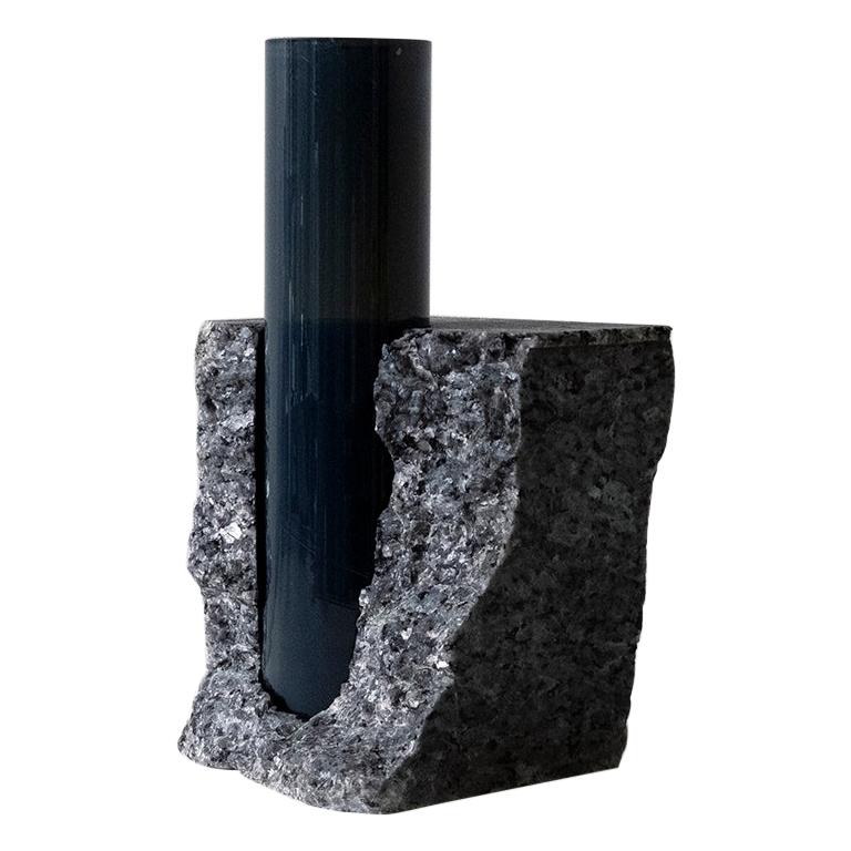 Contemporary Vase, Granit Labrador Granite Glass Cylinder, by Erik Olovsson