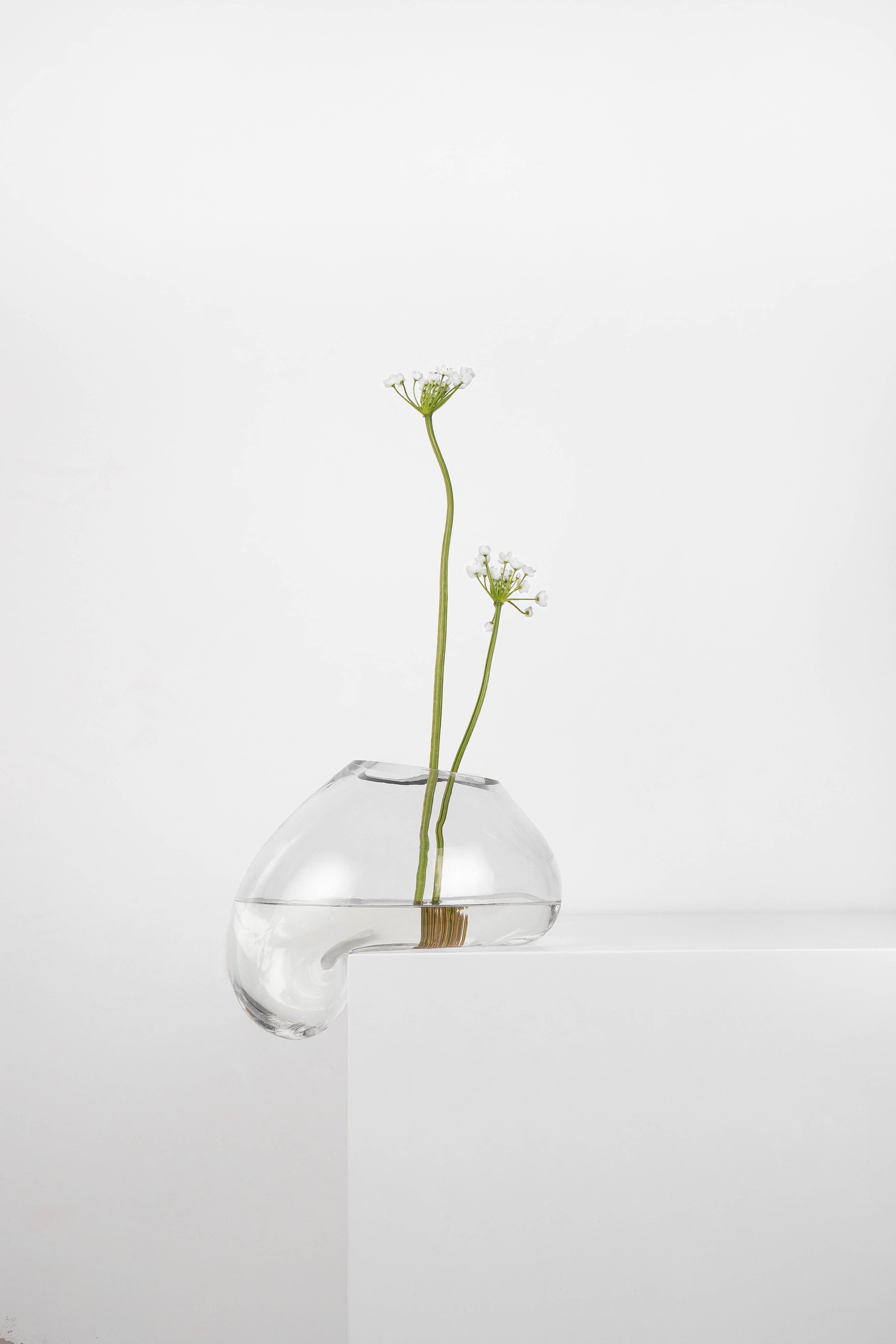 Contemporary Vase 'Gutta CS1' by Noom, Blown Transparent glass For Sale 2