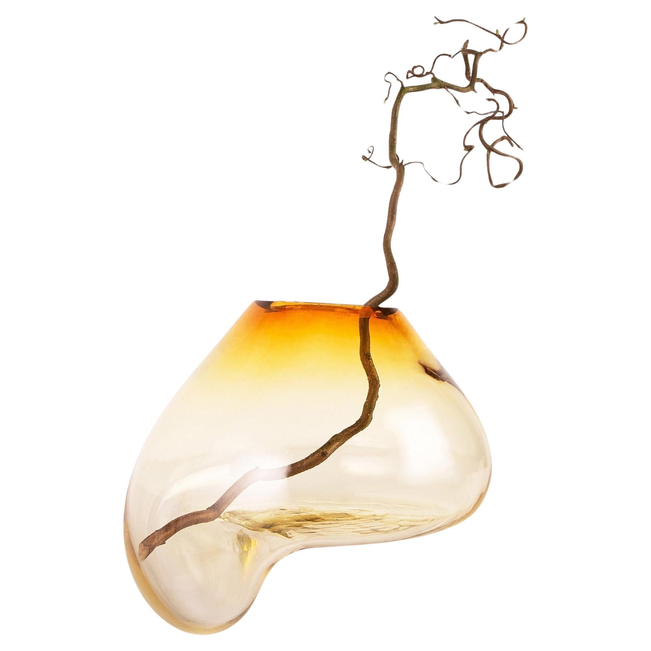 Contemporary Vase 'Gutta CS2' by Noom, Blown Amber glass For Sale