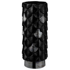 Contemporary Vase Hand Decorated with Black Gloss and Iridescent Plinth Enamels
