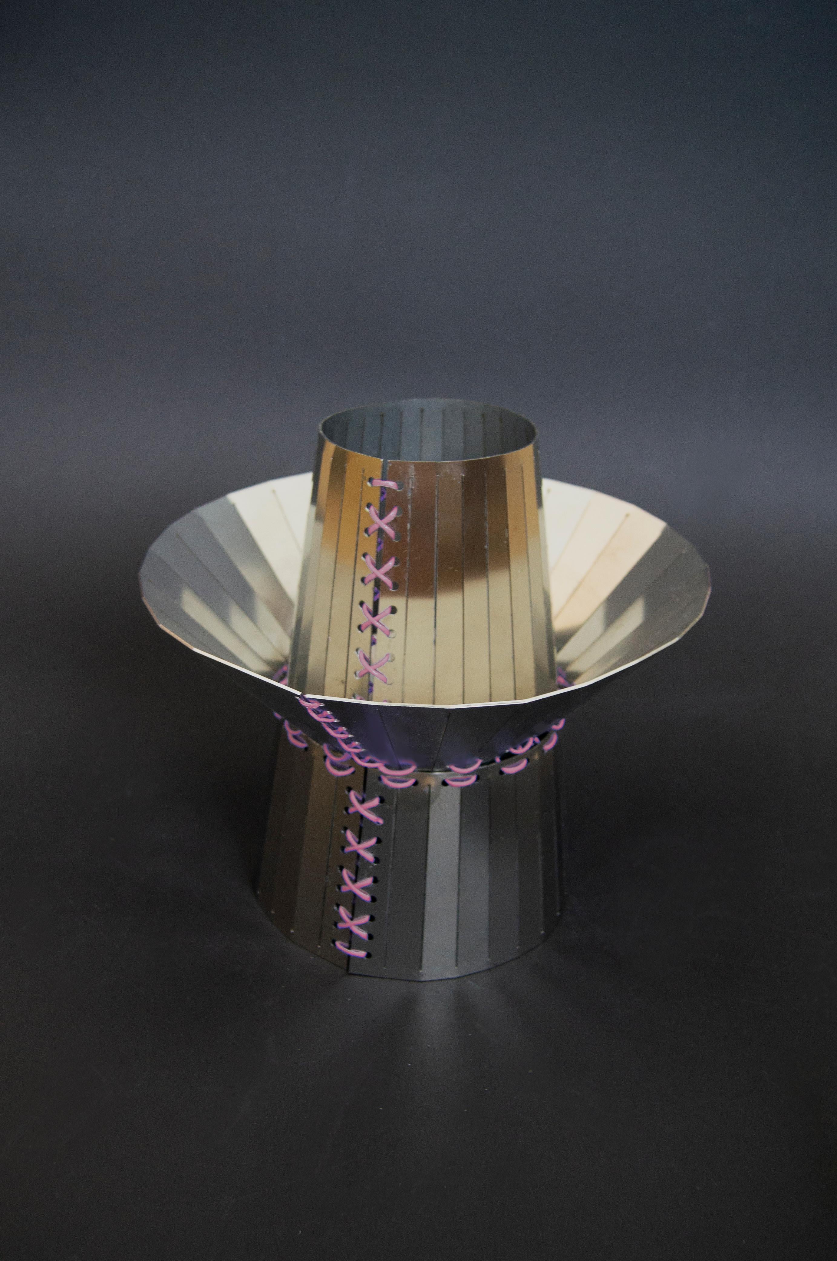 Post-Modern Contemporary Vase in Stainless Steel Design Piece_ pink For Sale