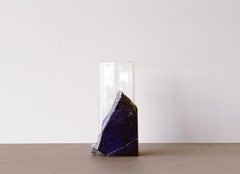 Vase contemporain, Lapis Lazuli avec cylindre en verre assorti, par Erik Olovsson