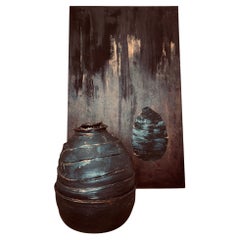 Vase et peinture contemporains, 21ème siècle Dessiné par Iris Miller (מילר) Assulin