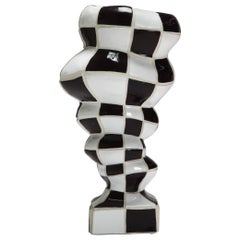 Ceramic checkered Vase 'Pothole portal vex' by touche-touche