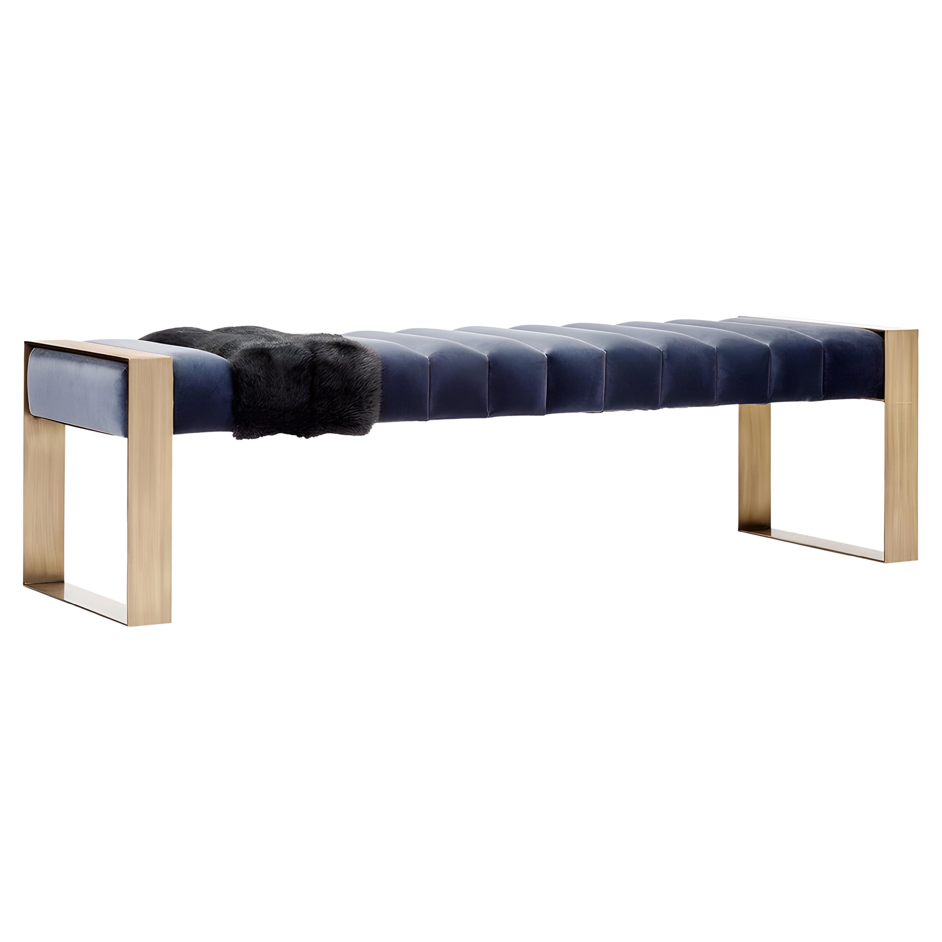 Panchina contemporanea in velluto e bronzo