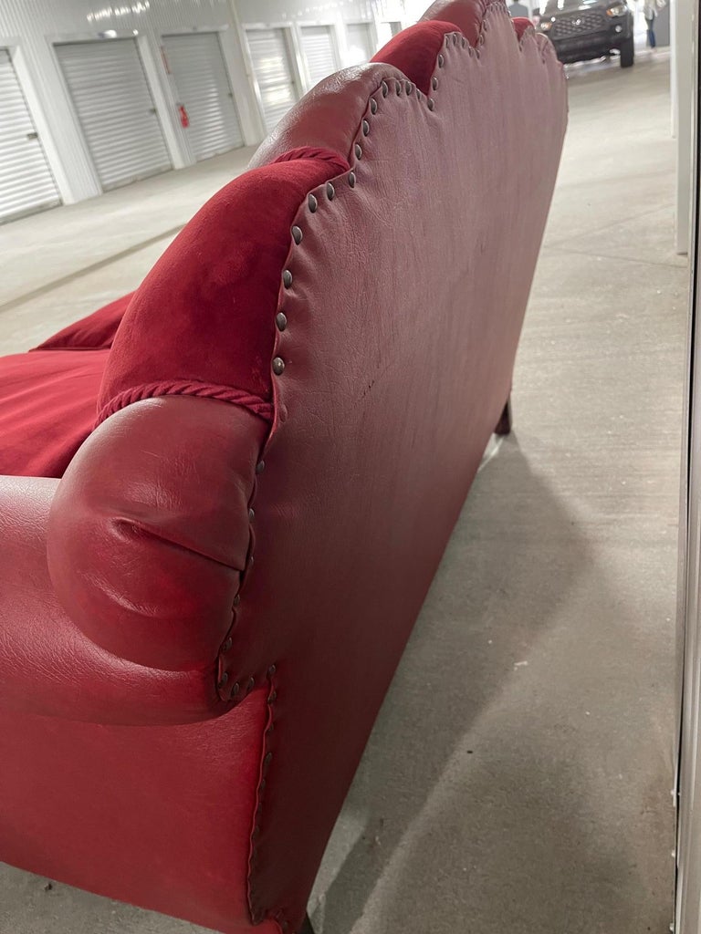 Contemporary Velvet and Leather Sofa, 20th Century at 1stDibs leather