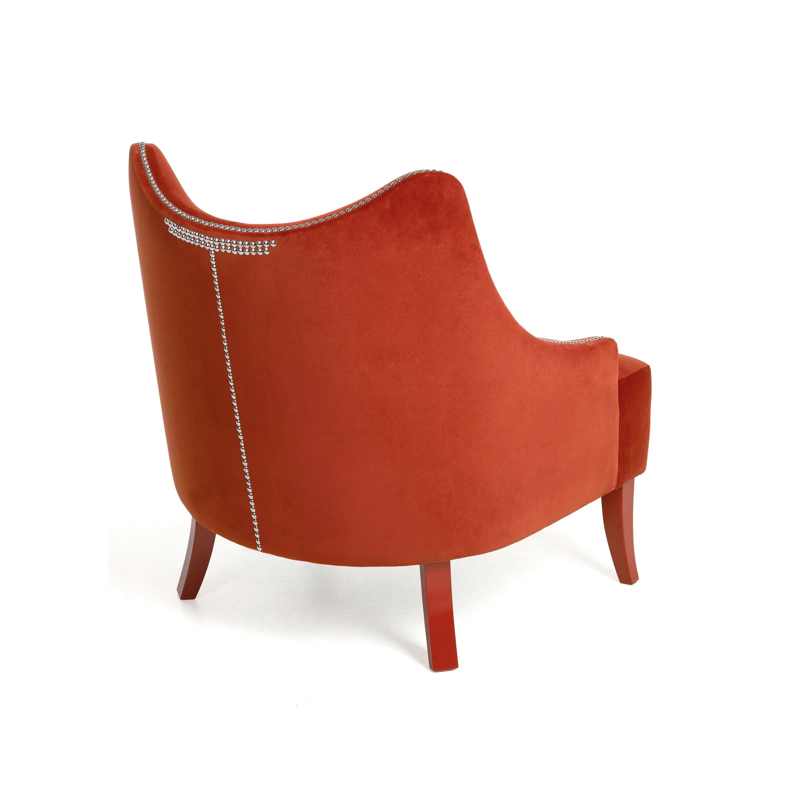 Contemporary Velvet Armchair Offered With Nails On The Curve & Back (Moderne) im Angebot