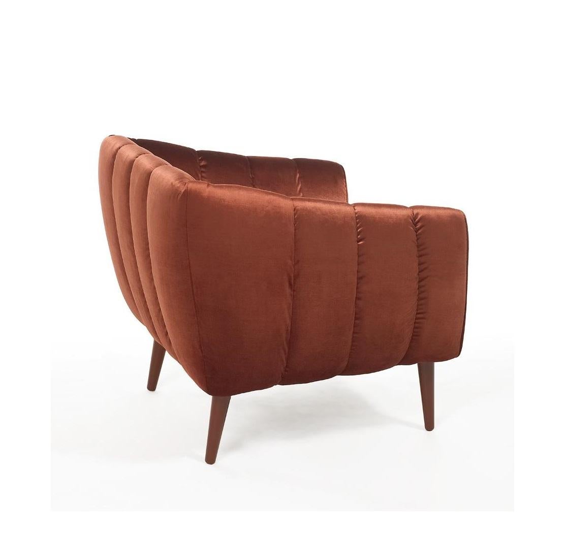 Contemporary Velvet Armchair with Quilted Upholstery Back For Sale 4