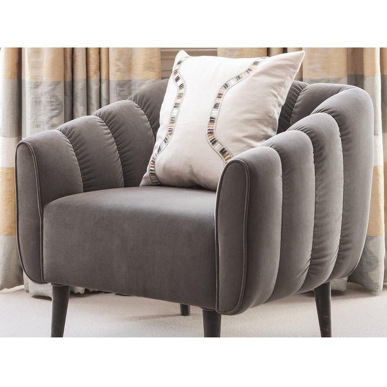 Contemporary Velvet Armchair with Quilted Upholstery Back For Sale at ...