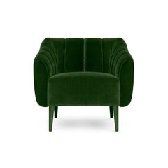 Contemporary Velvet Armchair with Quilted Upholstery Back
