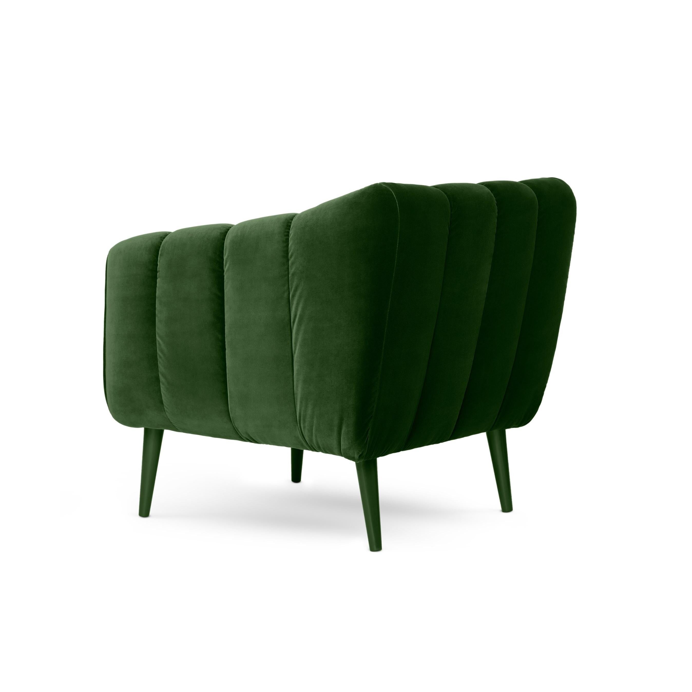 Modern Contemporary Velvet Armchair with Quilted Upholstery Back For Sale