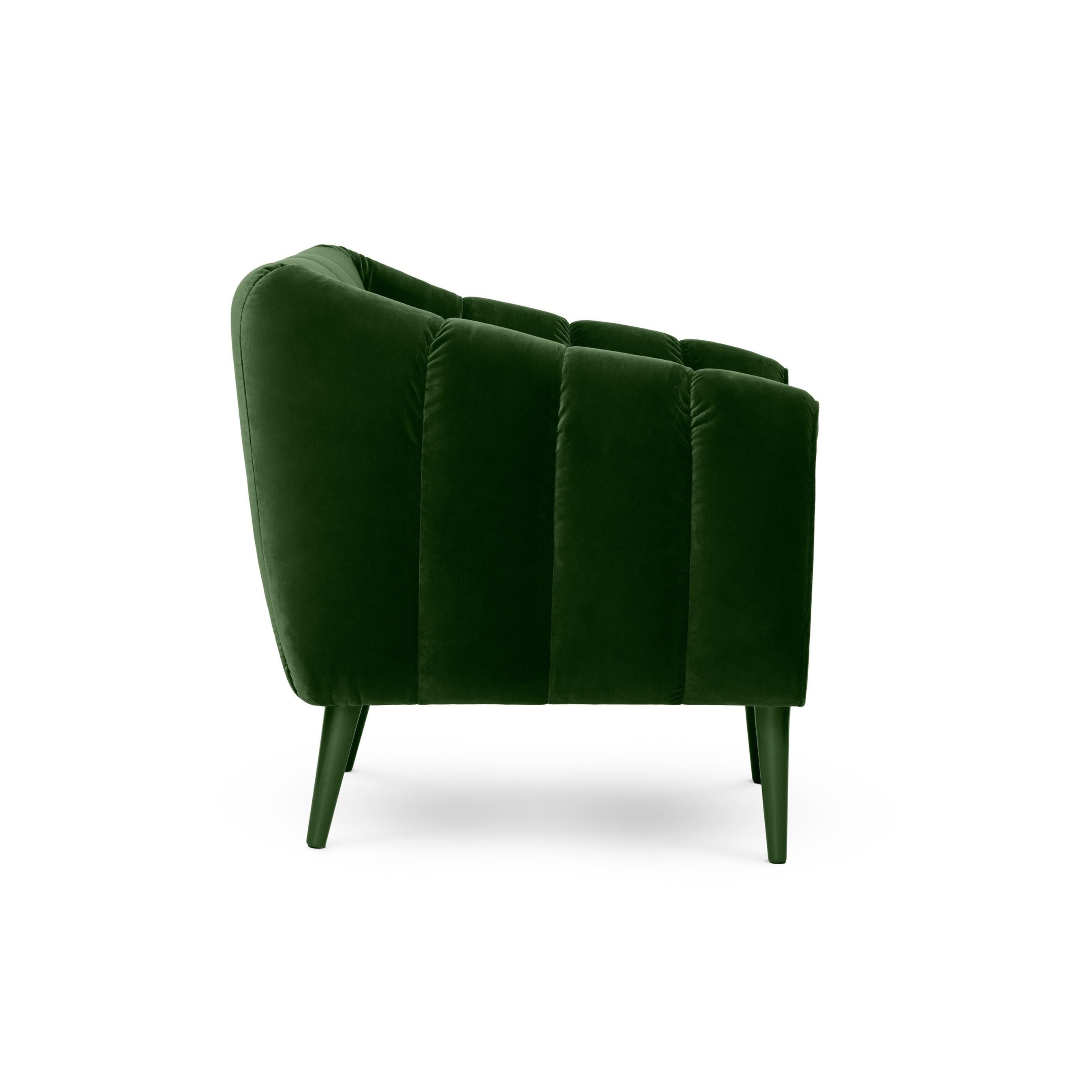 Contemporary Velvet Armchair with Quilted Upholstery Back For Sale 1