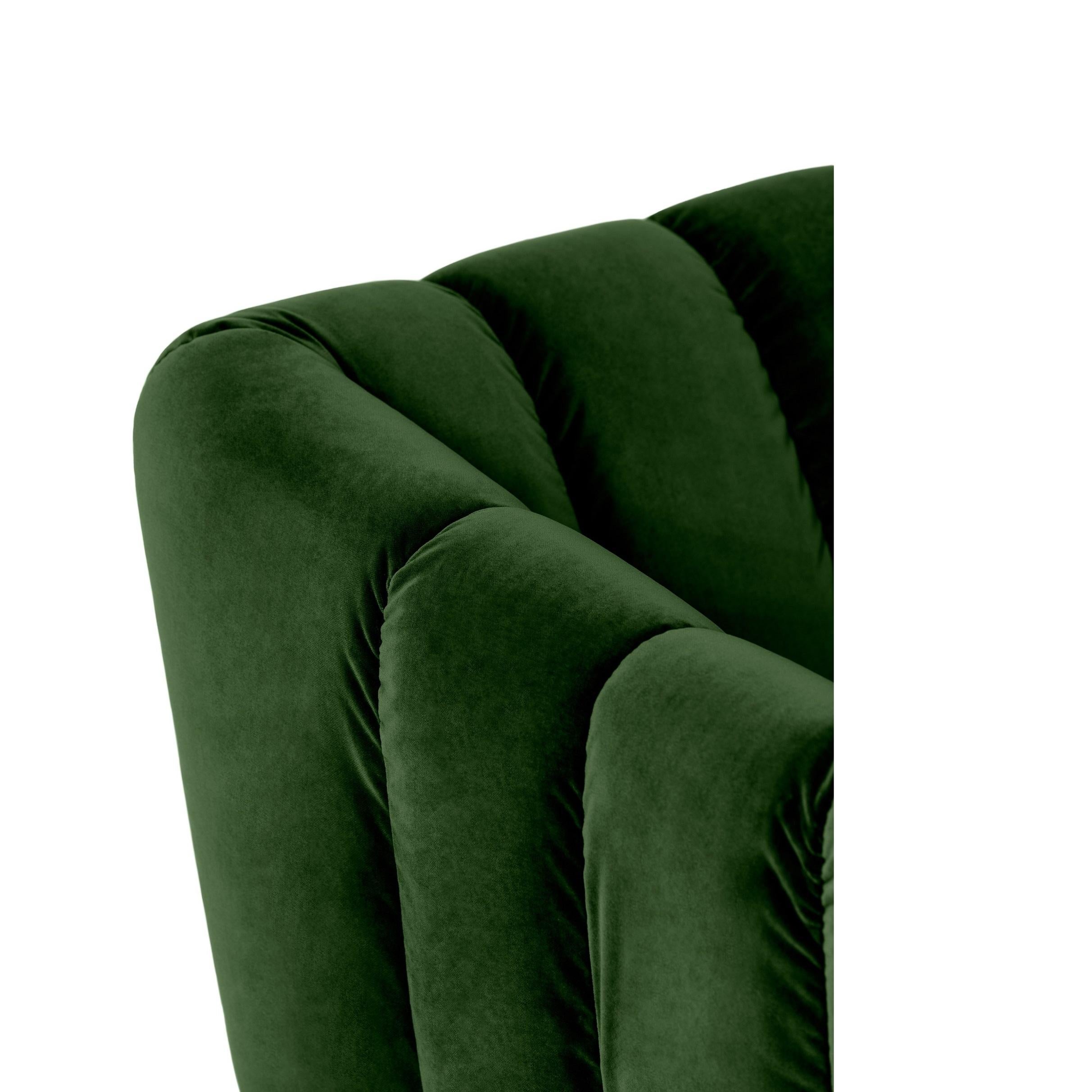 Contemporary Velvet Armchair with Quilted Upholstery Back For Sale 2