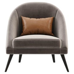 Contemporary Velvet Armchair with Angled Legs