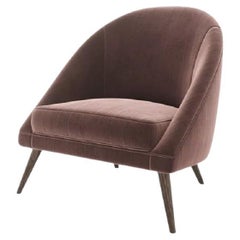 Custom Curved Velvet Armchair with Angled Legs
