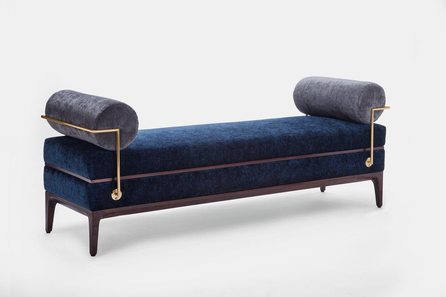 Contemporary Velvet Bench Inspired by the Opulence of the Roaring, 1920s In New Condition In New York, NY