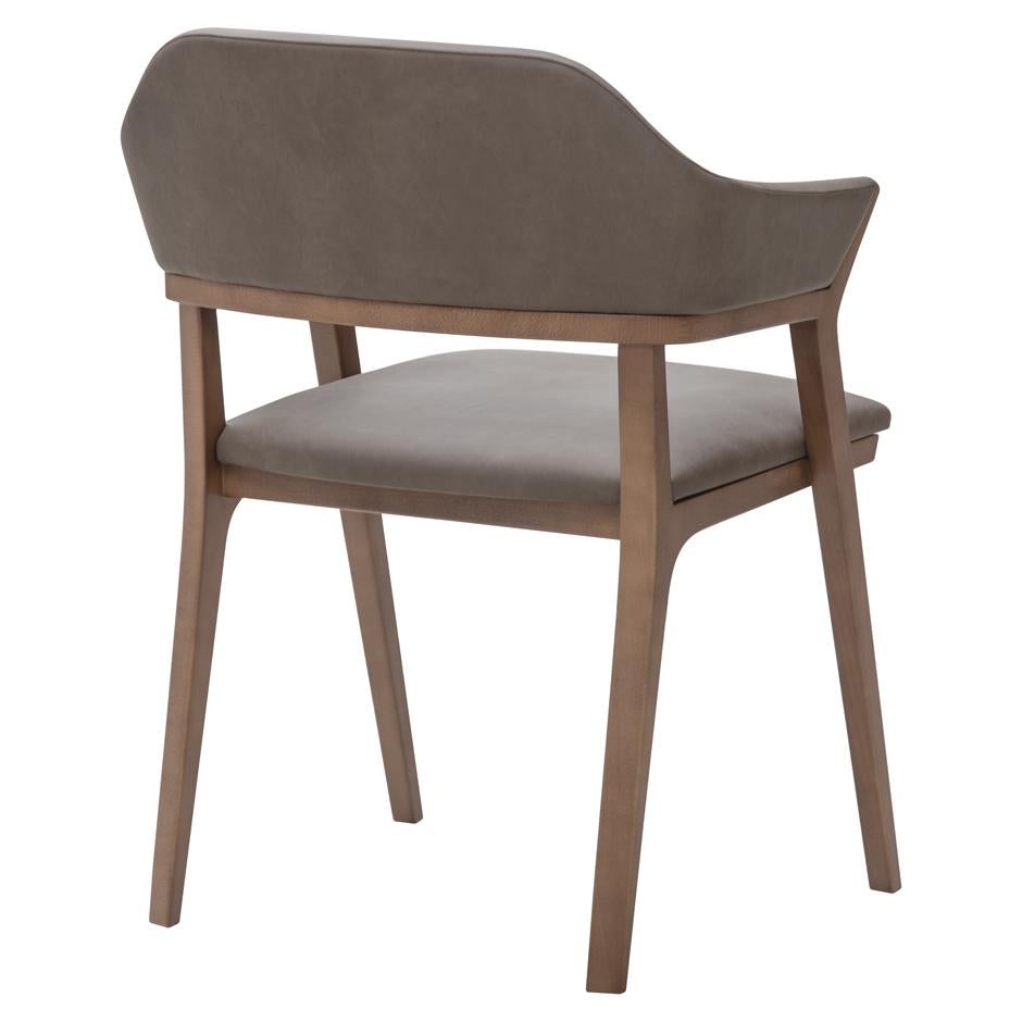 Contemporary Velvet Dining Armchair with Solid Wood Frame In Walnut Finish In New Condition For Sale In NEW YORK, NY