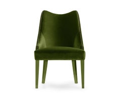 Contemporary Velvet Dining Chair Offered With Nails On The Curve & Back