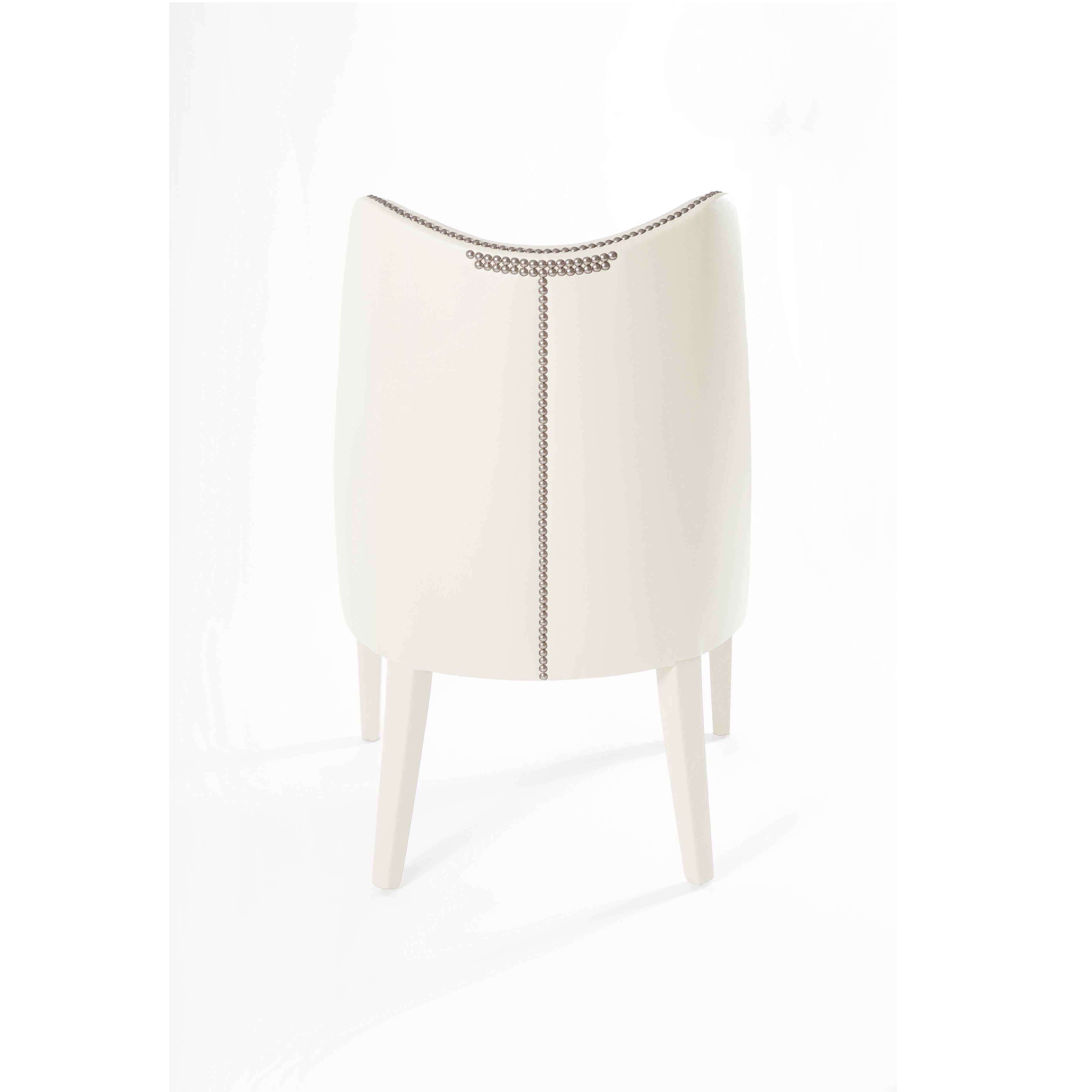 Contemporary Velvet Dining Chair Offered With Nails On The Curve & Back For Sale 1