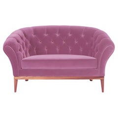 Contemporary Velvet Loveseat Offered in Button & Capitonnée Tufting