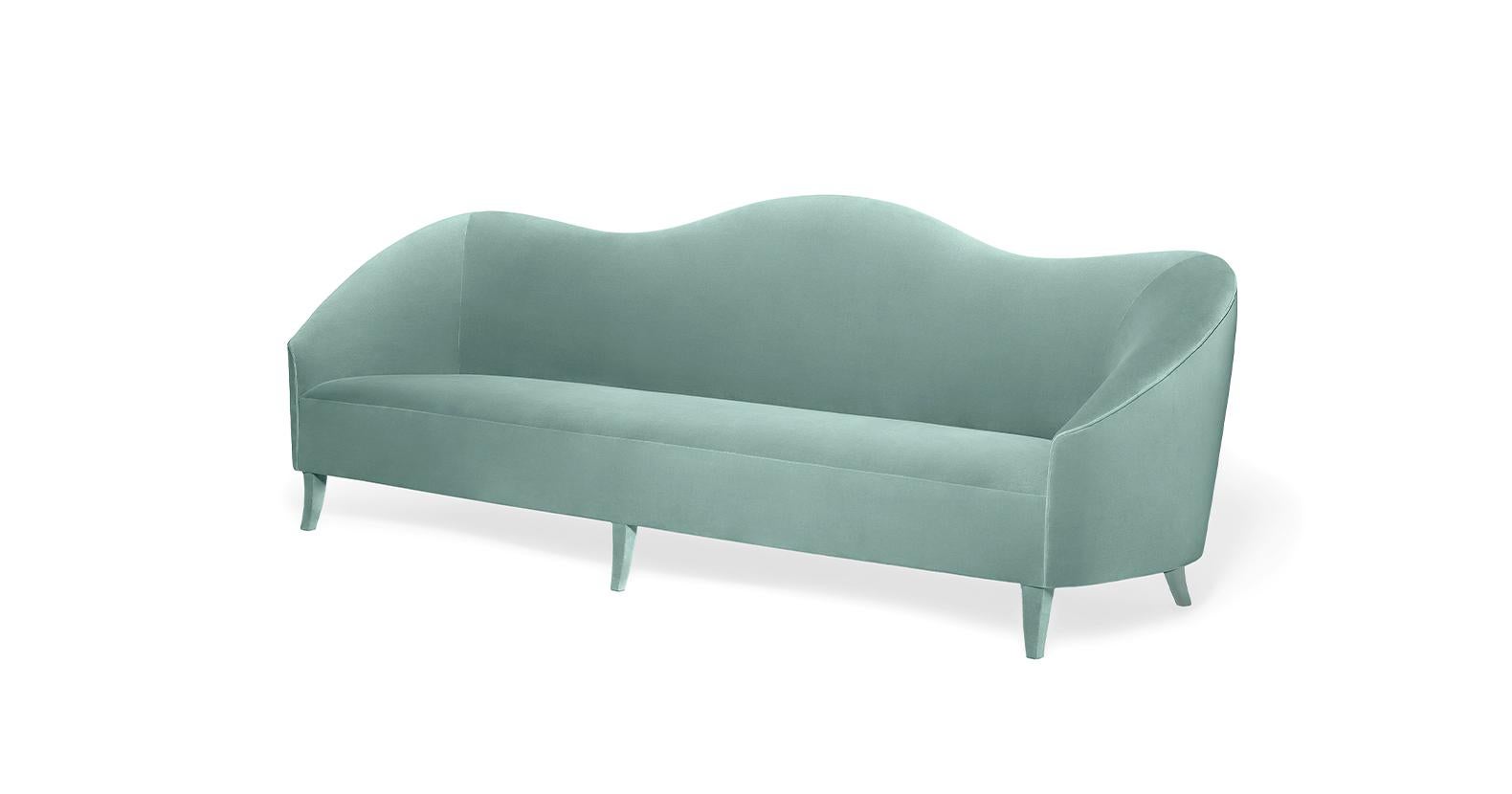 Modern Contemporary Velvet Sofa with Curvy Silhouette For Sale