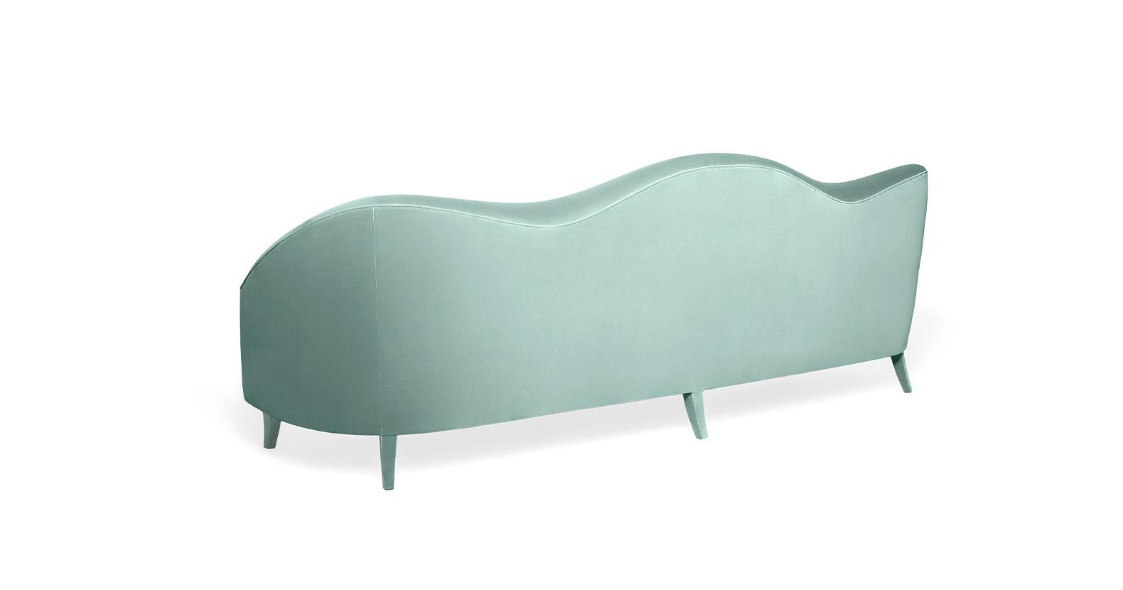 Portuguese Contemporary Velvet Sofa with Curvy Silhouette For Sale