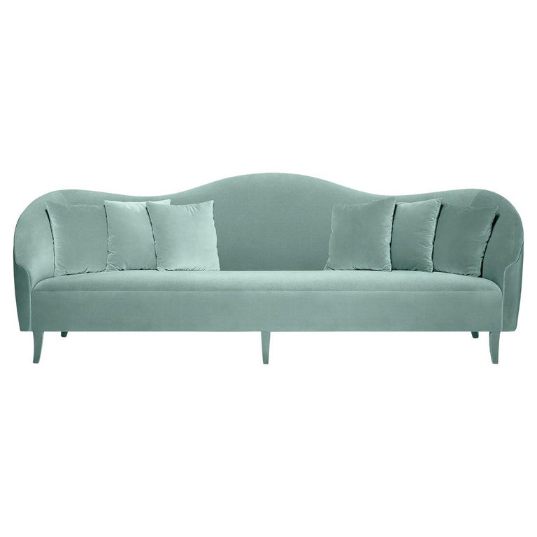 Contemporary Velvet Sofa with Curvy Silhouette For Sale at 1stDibs