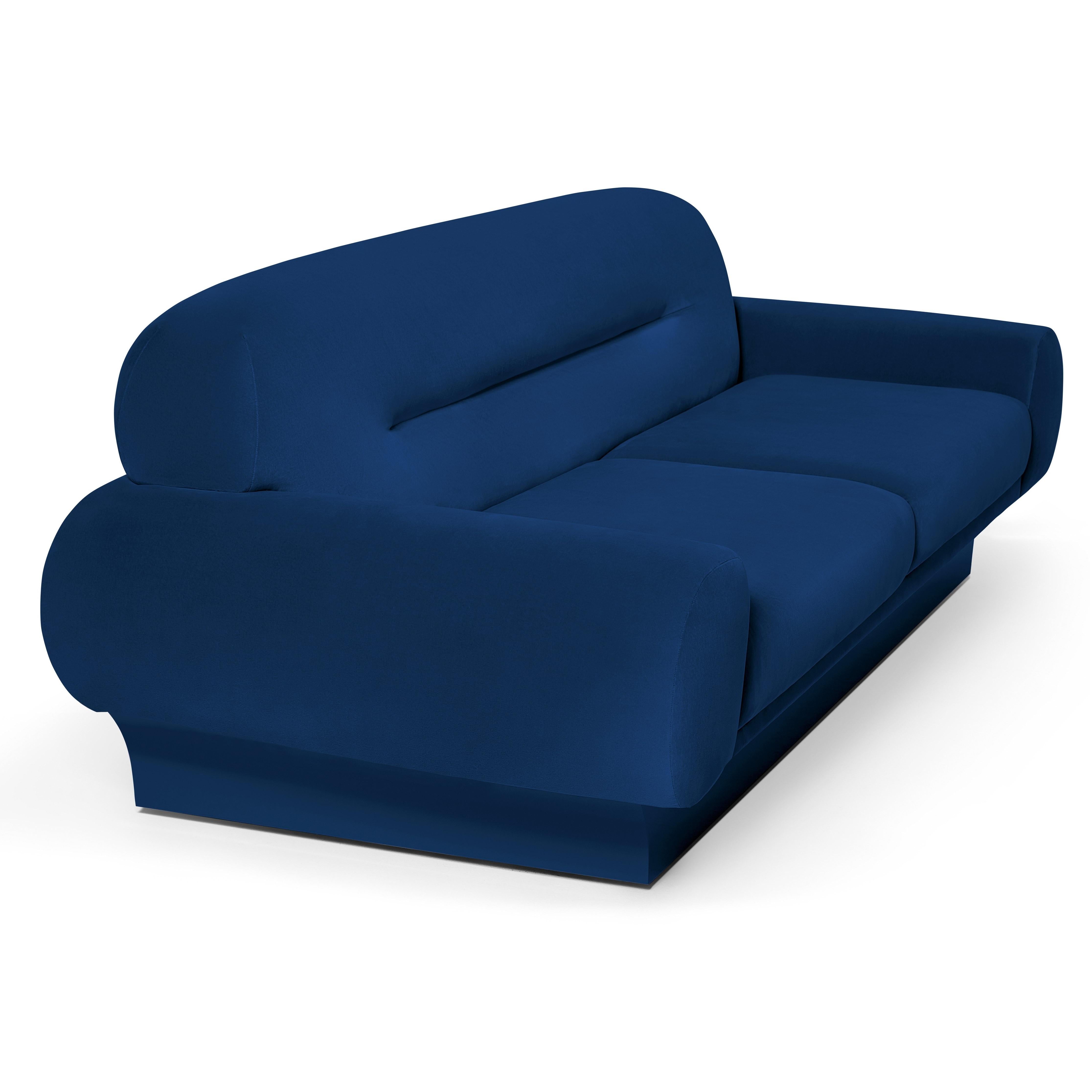 Contemporary Velvet Sofa with Oversized Curvy Arms For Sale 3